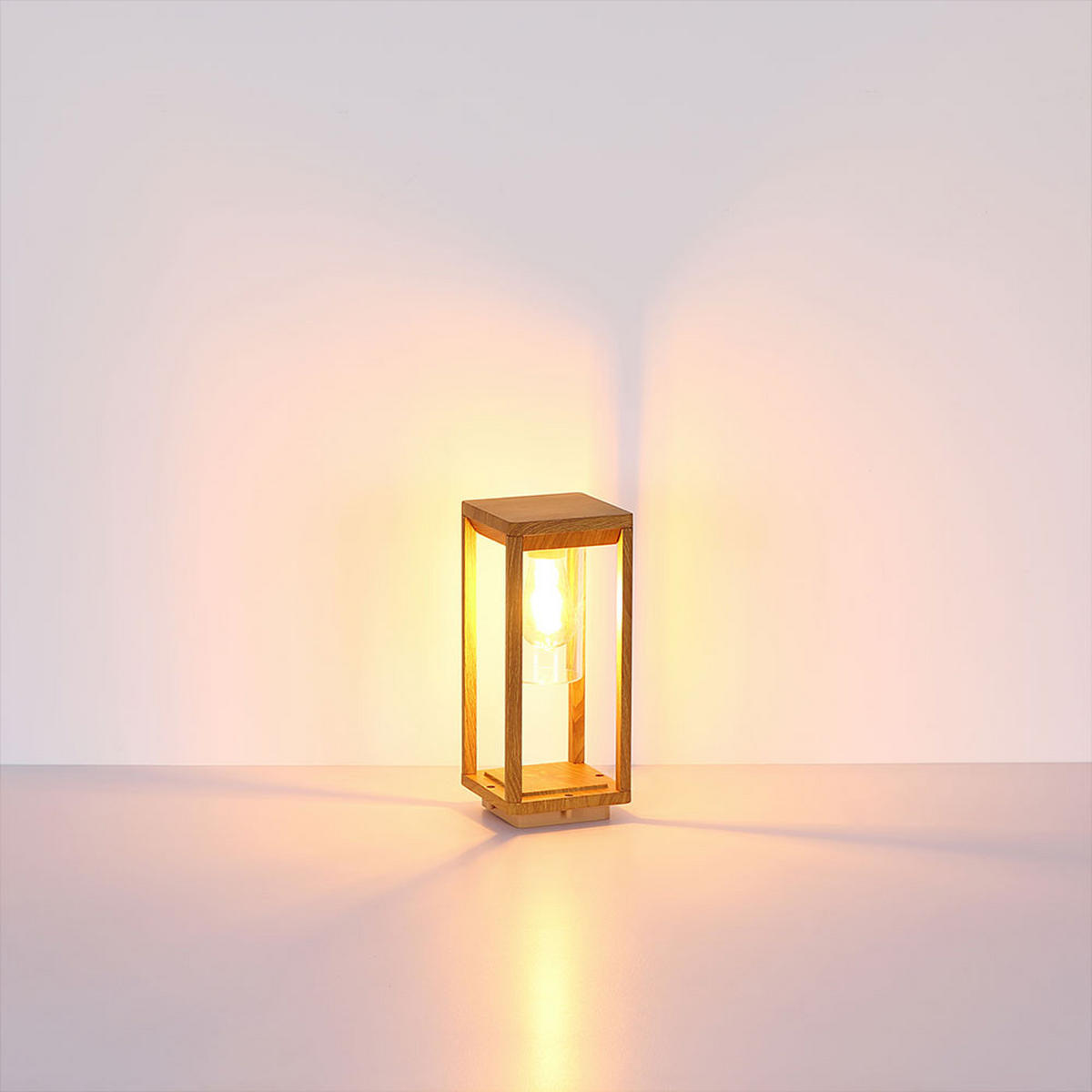 WEGELEUCHTE CANDELA Braun Holzoptik - Braun, Glas (15/15/35cm) - Globo Lighting