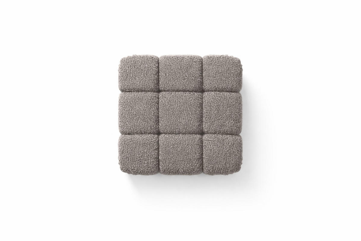 HOCKER Modularer, Bouclé-Stoff Abriamo, Braun, Selia - Braun, Holz (95/40/95cm) - Kaiser Möbel