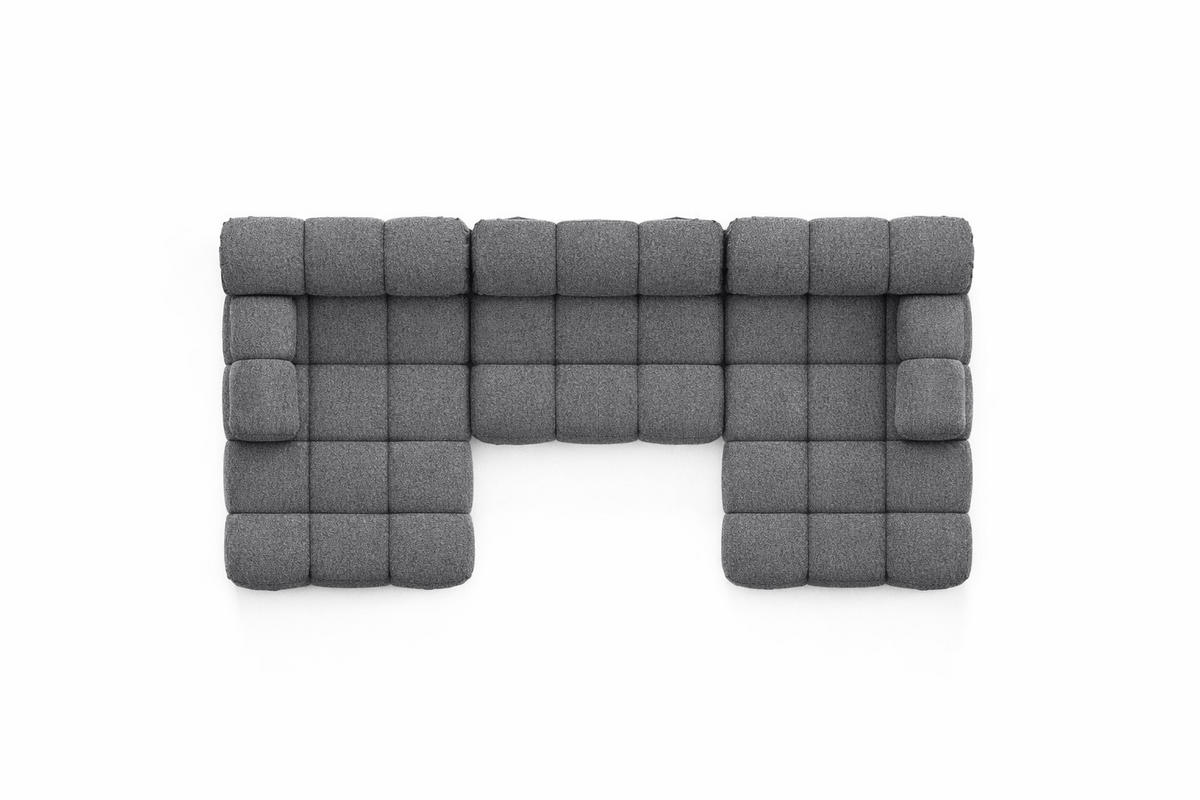 ECKSOFA U-Form, Stoff Bouclé Abriamo, Dunkelgrau, Selia U - Dunkelgrau, Holz (285/70/160cm) - Kaiser Möbel