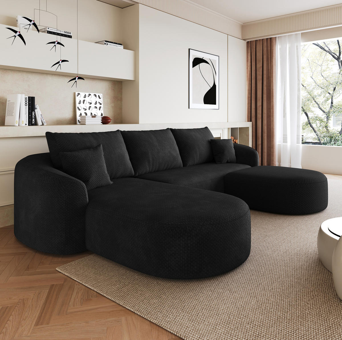 SOFA U-förmig 266 cm Schwarz - Schwarz, Kunststoff (168/85/266cm) - Meubliv
