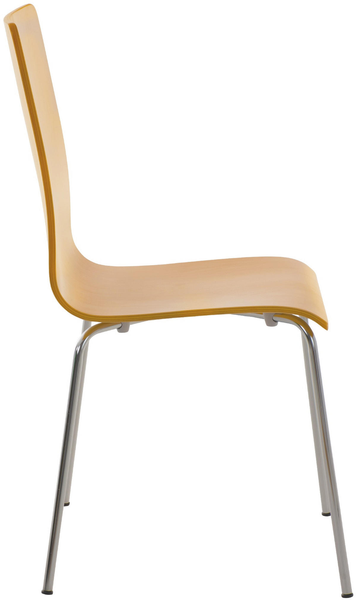 BESUCHERSTUHL Holz natura - Chromfarben/Eukalyptusholzfarben, Holz/Metall (43/87/47cm) - CLP