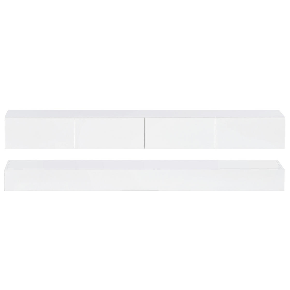 LOWBOARD 130/33/15 cm weiß MDF mit 4 Schubladen und LED-Beleuchtung steuerbar via App - Weiß, Holzwerkstoff (130/15/33cm) - OKWISH