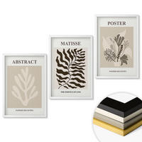 WANDBILDER 3er-Set - 40x60 cm Weißer Rahmen - Beige-braune Pflanzenmuster - Weiß, Kunststoff (40/60cm) - ArtPrintCave