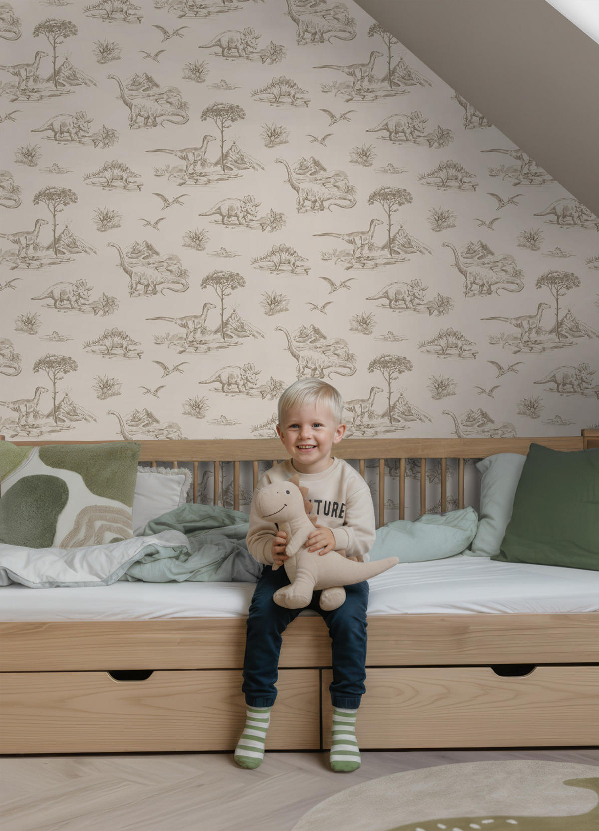 TAPETE Dinosaurier 53 cm x 10.05 m - Beige, Papier (53/0.1cm) - ESTAhome