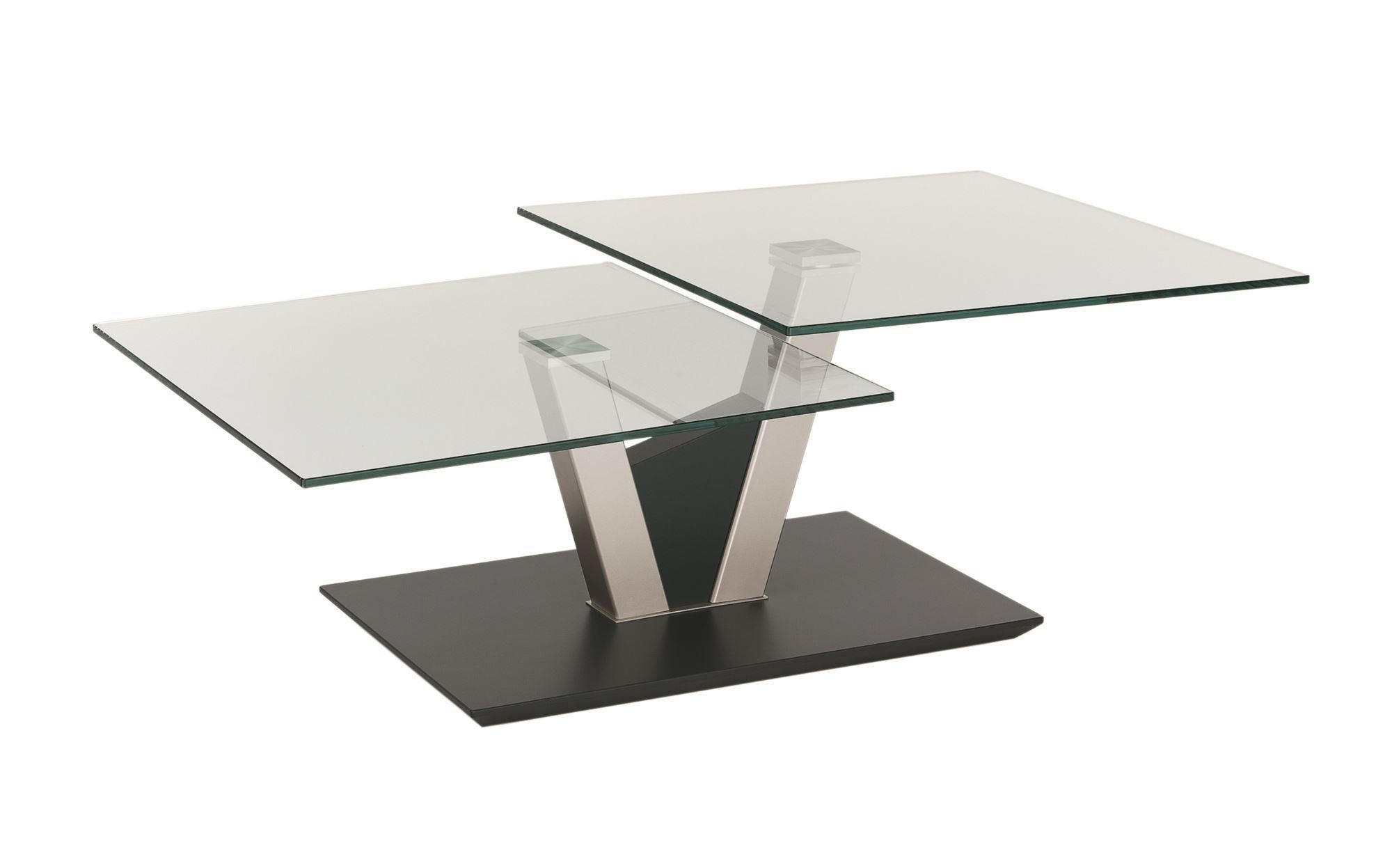 COUCHTISCH Cadence 118 x 65 x 36+43 Wohnzimmertisch Klarglas/Nickel/Anthrazit - Naturfarben, Holz (118/65/43cm) - 58aufmkessel
