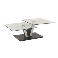 COUCHTISCH Cadence 118 x 65 x 36+43 Wohnzimmertisch Klarglas/Nickel/Anthrazit - Naturfarben, Holz (118/65/43cm) - 58aufmkessel