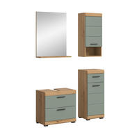 BADKOMBINATION 4tlg. Scout Bad in Artisan Eiche Nachbildung und Salbei Nachbildung B/H/T: 112x191x34 cm - Eiche Artisan, Holz (112/191/37cm)