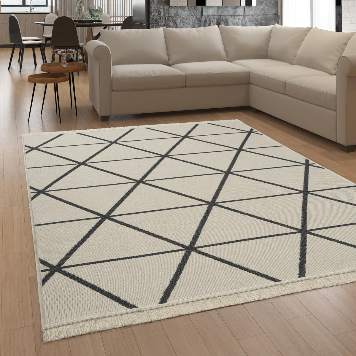 KURZFLORTEPPICH 60/180 cm Skandi 146 - Anthrazit, Textil (60/180cm) - Paco Home