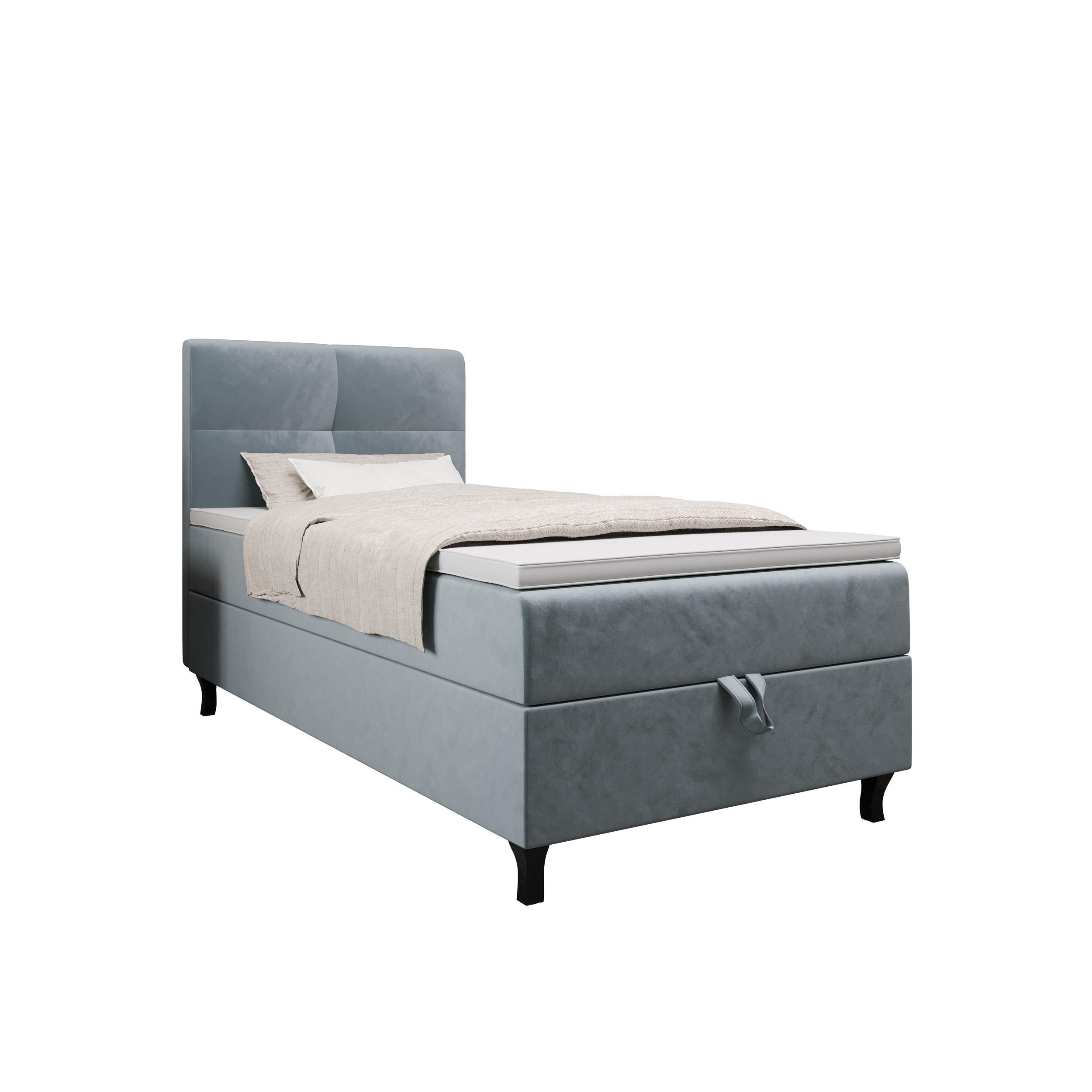 BOXBETT LIMBA mit Matratze H3 und Topper 120x200 Monolith 72 - Blau, Holz/Textil (120/200cm) - Bedante