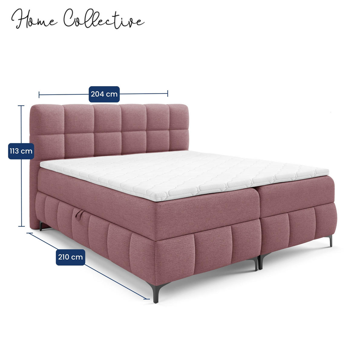 BOXBETT mit Stauraum und Topper 200x200 cm Altrosa - Mauve, Textil (200/200cm) - Home Collective