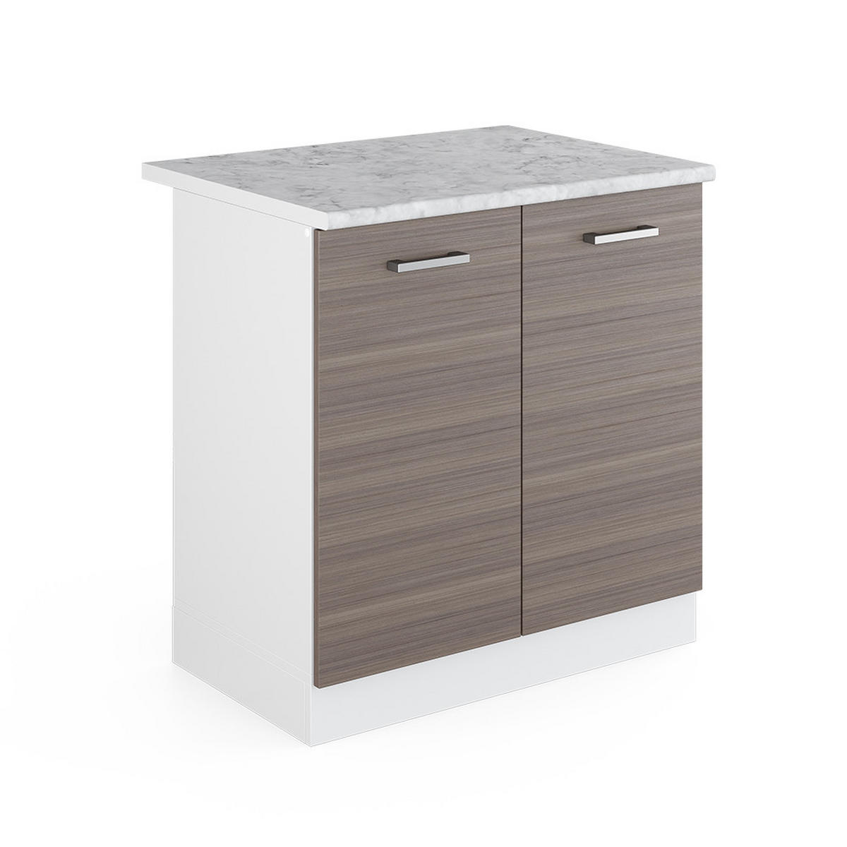 SPÜLENUNTERSCHRANK R-Line Grau 80 cm, AP Marmor - Weiß/Braun, Holzwerkstoff (80/81.6/60cm) - Vicco