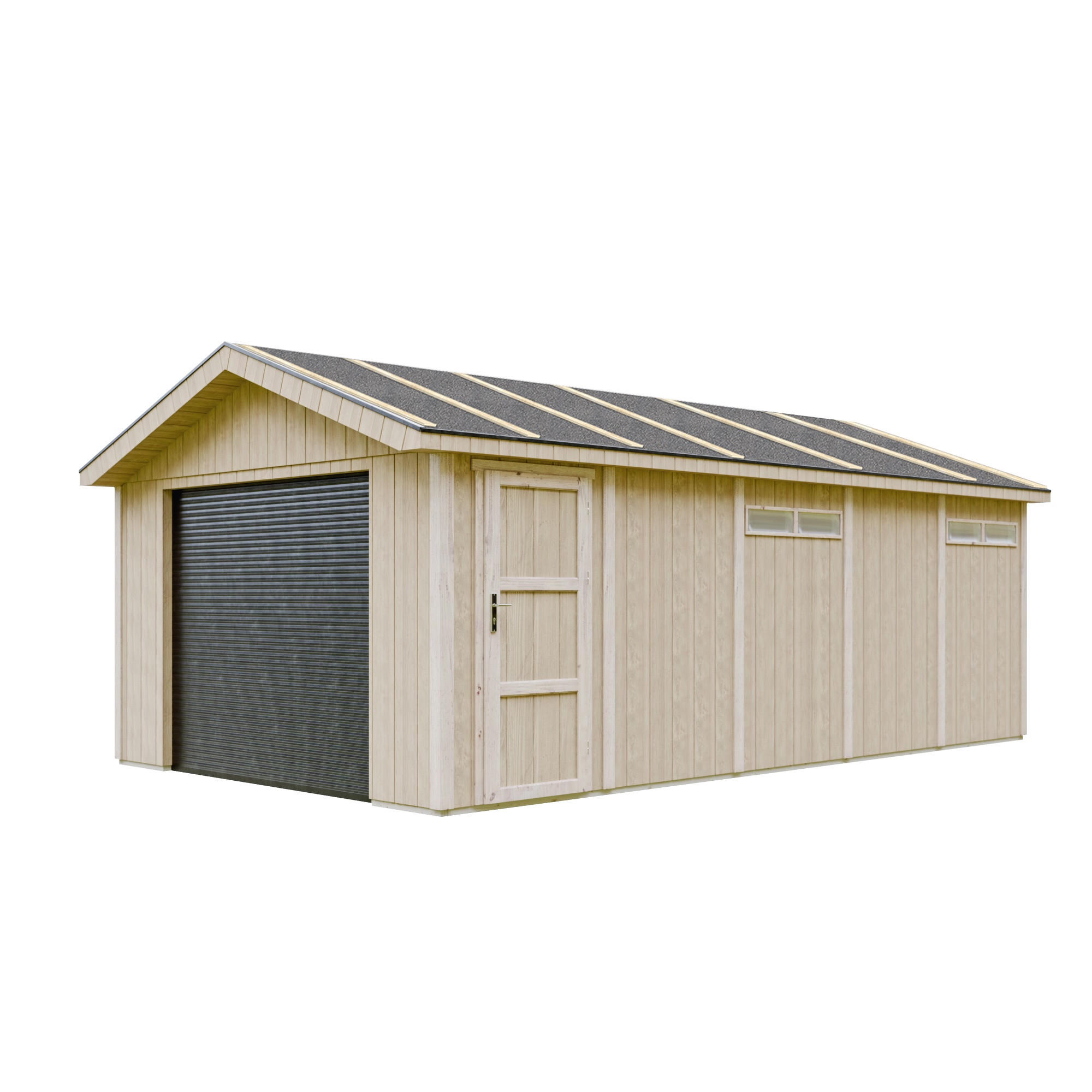 GARAGE 21 m²- L378xB648 cm - Konstruktion aus LP Smartside-Panels - Gartenhaus Timbela M992B - Beige, Holzwerkstoff (354/269/604cm) - Timbela