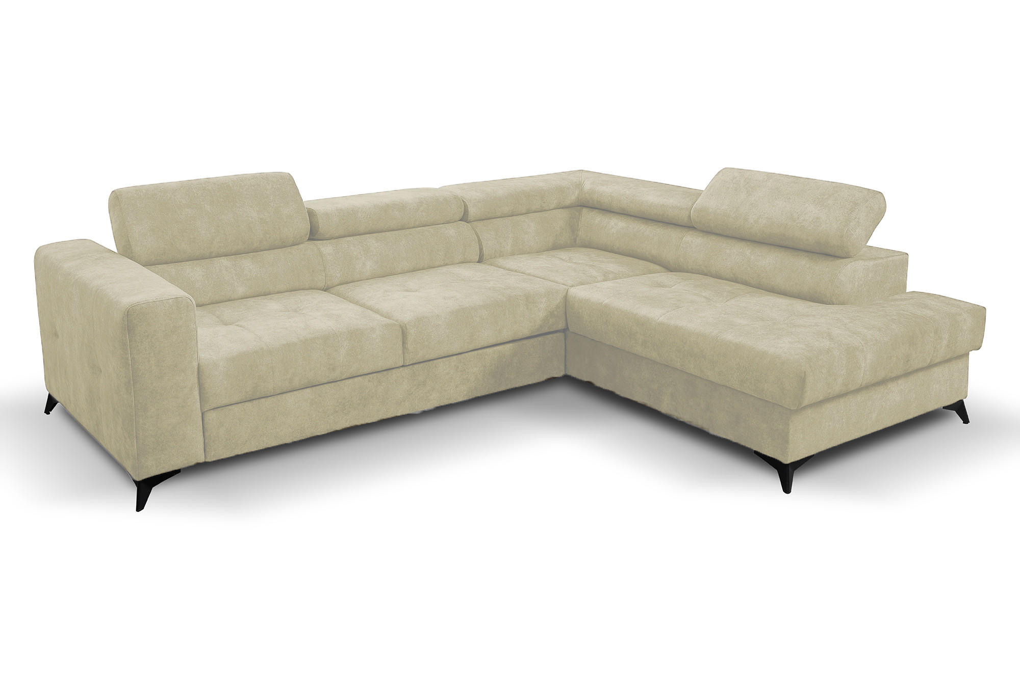 ECKSOFA Palermo L-Form mit Schlaffunktion Bettkasten 267 cm Wohnzimmer rechts beige - Beige, Kunststoff (267/106cm) - Margaret Hadas24