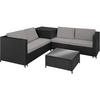 RATTANLOUNGE Siena,mit Sicherheitsglasplatte,schwarz/grau - Schwarz/Grau, Kunststoff - tectake
