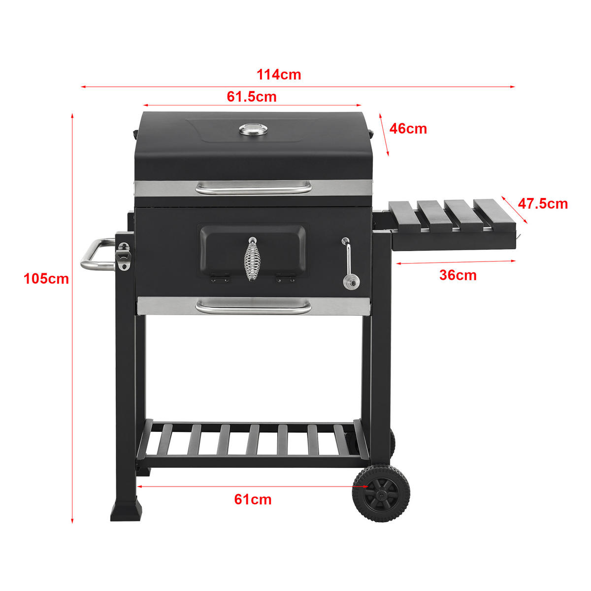GRILLWAGEN Arnad - Schwarz, Metall (114/105/47.5cm) - casa.pro