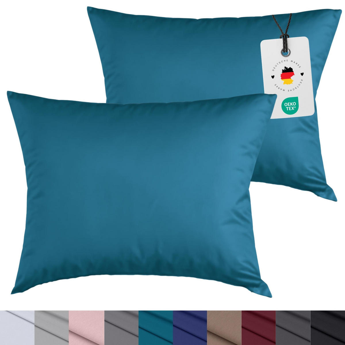 KISSENBEZUG 40x80 cm aus 100% Mikrofaser, Kissenhülle Petrol Einfarbig - Petrol, Textil (80/40cm) - Carpe Sonno