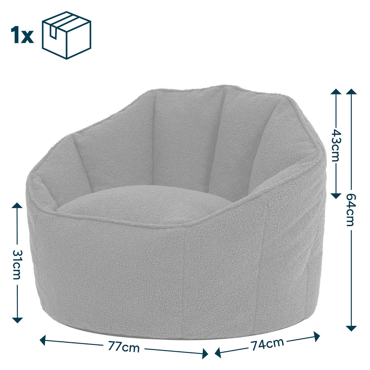 SITZSACK aus Boucle Sirena - Olivgrün, Textil (77/64/74cm) - icon