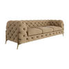 CHESTERFIELD-SOFA 3-Sitzer Lexi Beige Samt - Beige/Goldfarben, Holz/Textil (243/75/100cm) - S-Style Möbel