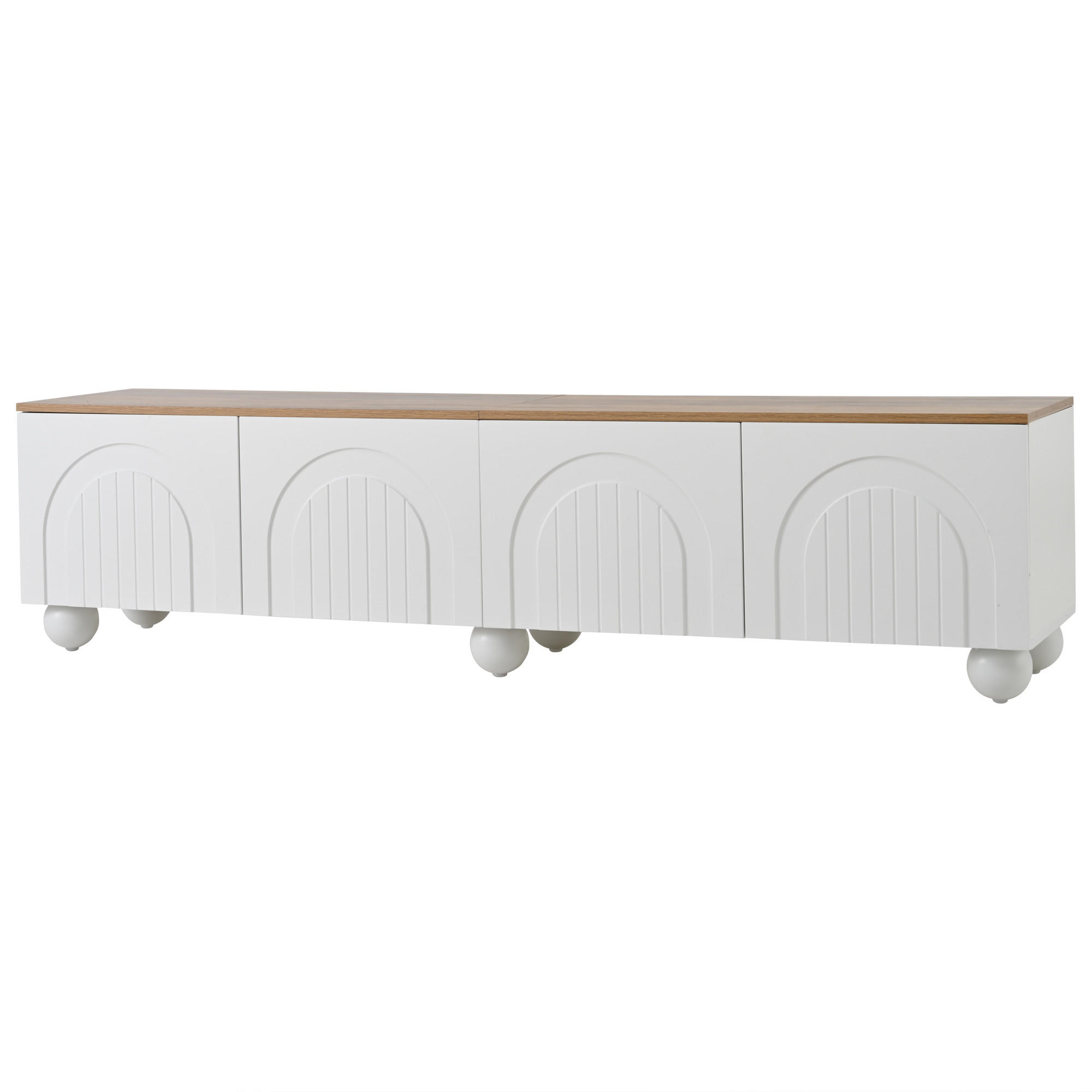 TV-ELEMENT180X40X45CM Weiß-Holzoptik MDF-Lowboard für 80-Zoll-Fernseher - Weiß, Holz (44.5/16.61/85.09cm) - Raelunyi