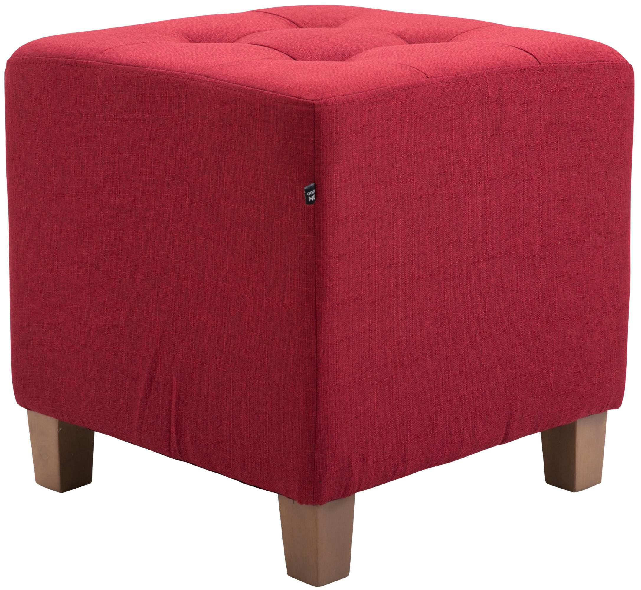 SITZWÜRFEL eckig 45/45/46 cm Stoff rot - Rot/Naturfarben, Holz/Textil (45/46/45cm) - CLP