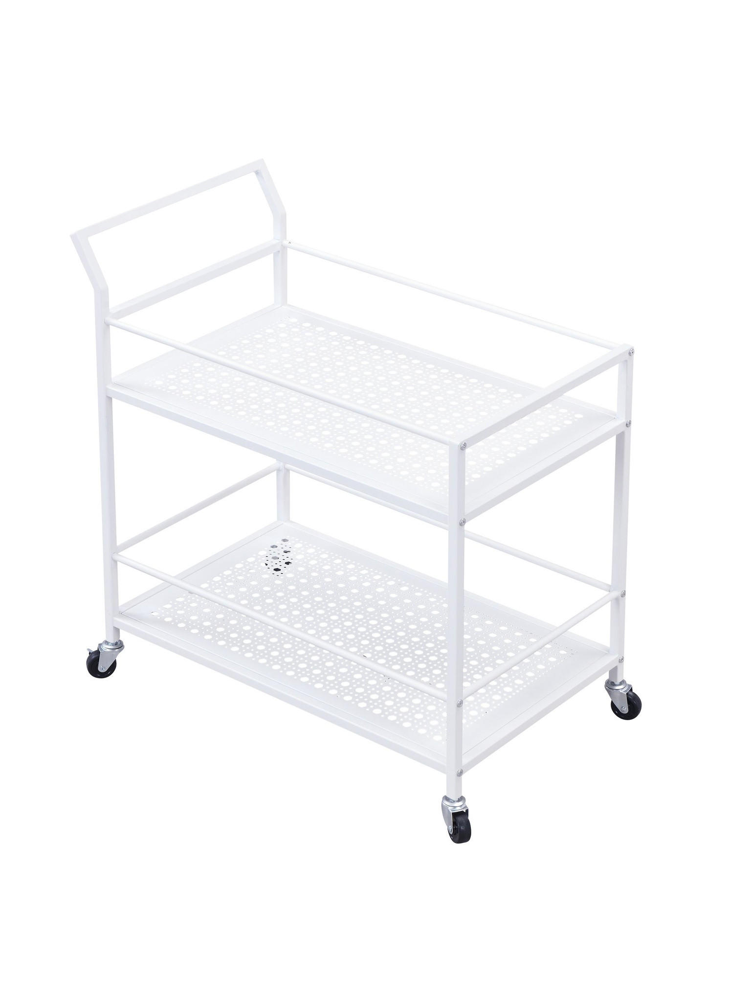 SERVIERWAGEN ALCUDIA, Eisen, mit Ablagen, mit Gitterstruktur, Weiß, 79 x 45 x 83 cm - Weiß, Metall (79/83/45cm) - KADIMA DESIGN