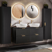 BADMÖBEL-SET 5-TLG. Adelaide-56 - Schwarz, Holzwerkstoff (220/200/47cm) - Lomado