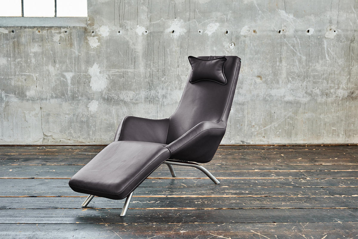 RELAXLIEGE CAVAL Grau Leder - Silberfarben/Grau, Leder/Metall (79/95/157cm) - KAWOLA