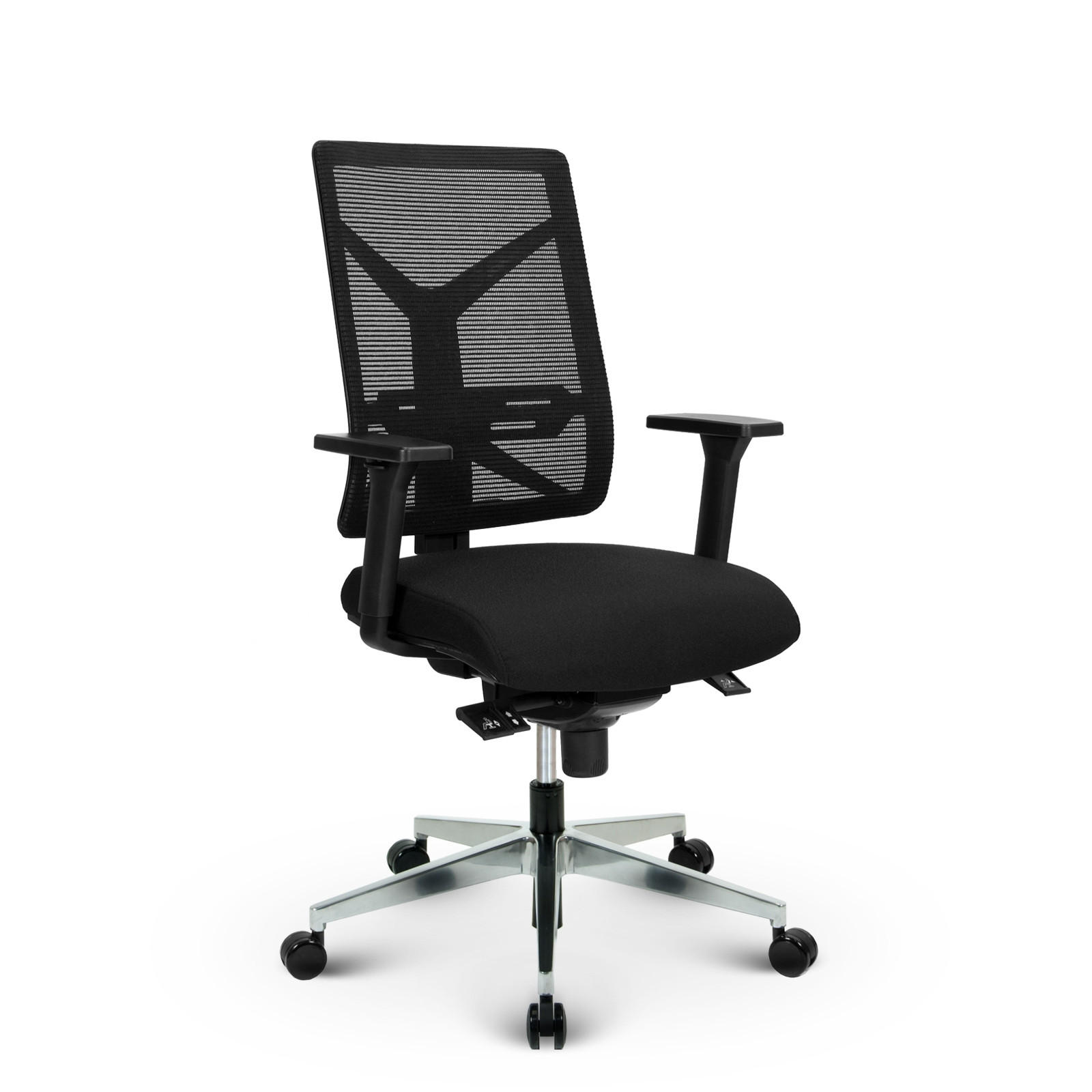 BÜROSTUHL V1801 Stoff/Mesh Schwarz - ergonomisch, 150 kg belastbar, Sitzhöhe 53-65cm - Schwarz, Kunststoff/Textil (65/111/65cm) - Versee
