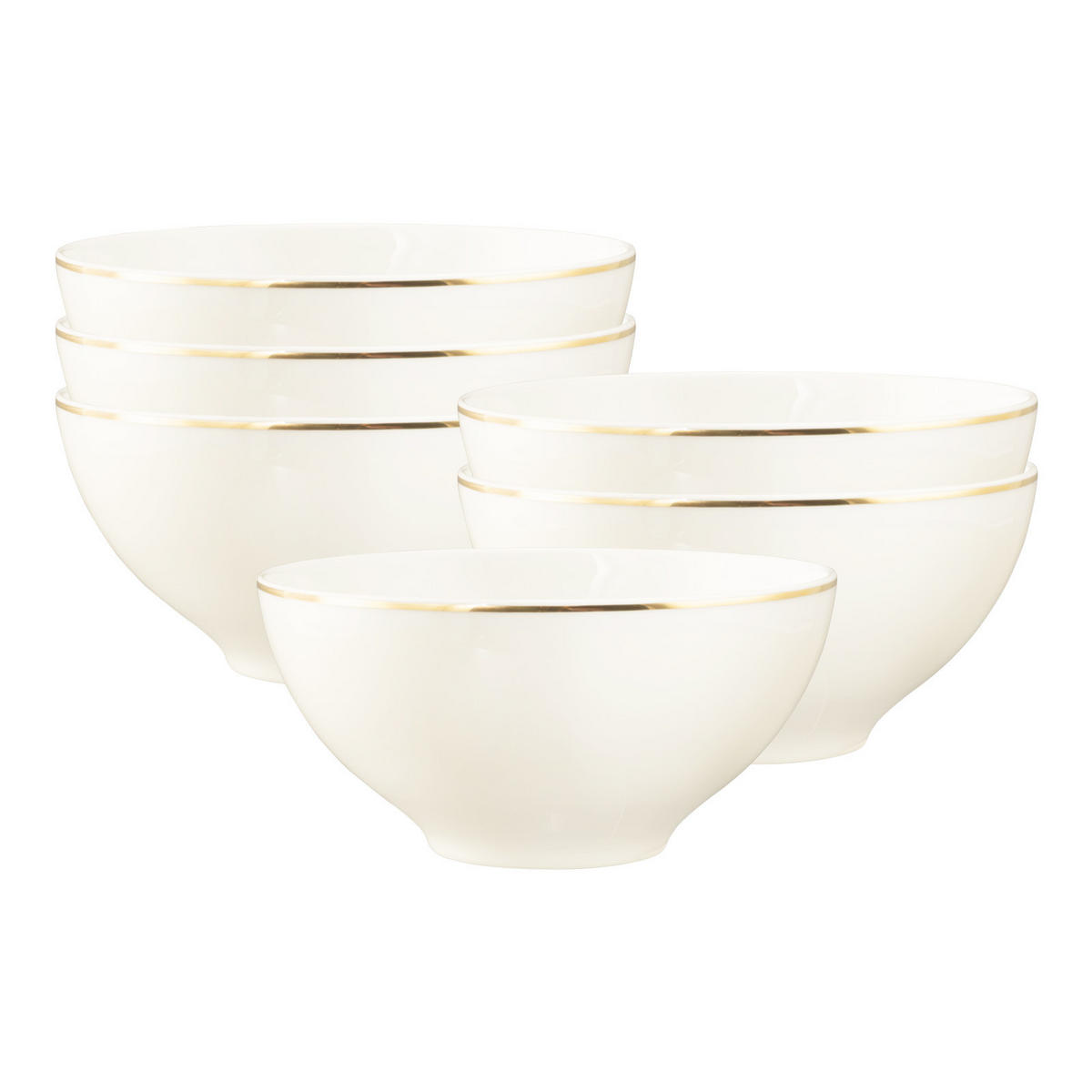 MÜSLISCHALEN Savona Goldlinie creme ø 15,7 cm 6er Set - Creme, Keramik (15.7cm) - Seltmann Weiden