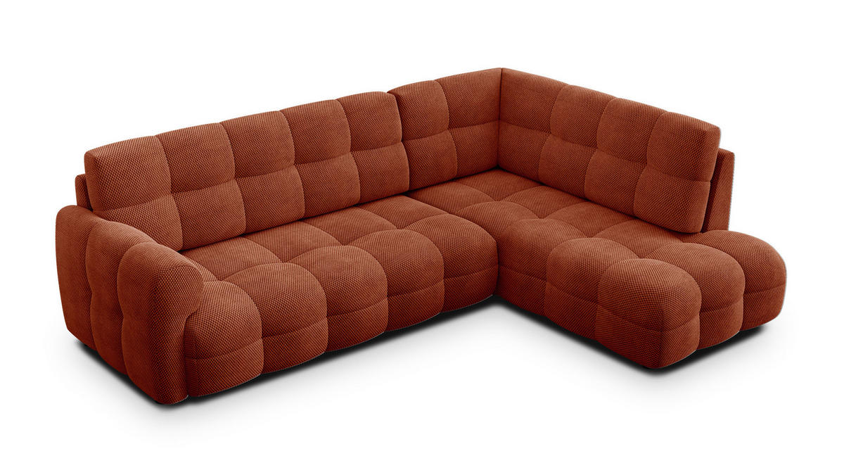 ECKSOFA MELLOW 5-Sitzer, dunkelorange - Dunkelorange/Schwarz, Holz/Textil (283/191cm) - Courtois Laville