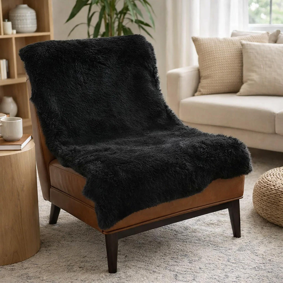 FELL Merino Schaffell Natur Schwarz ca. 125 cm - Schwarz, Fell (70/125cm) - Provellus