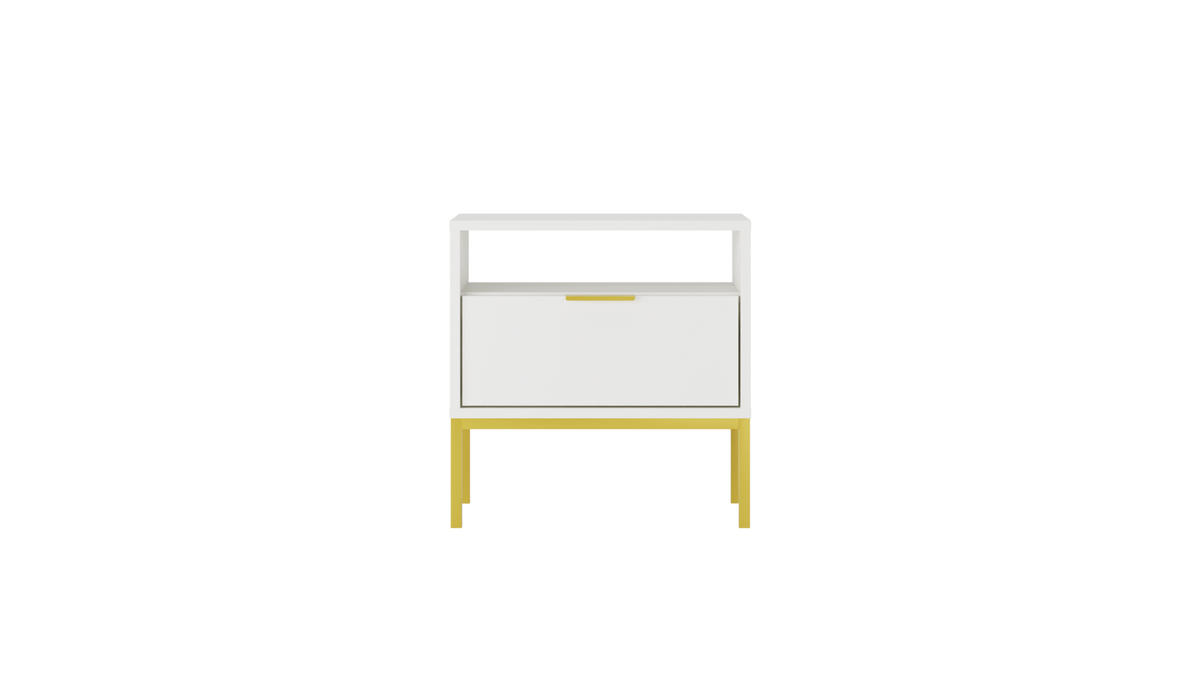 NACHTSCHRANK Austin 33/56,4/55 cm - Goldfarben/Weiß, Holzwerkstoff (33/56/55cm) - RAUMHIRSCH FURNITURE