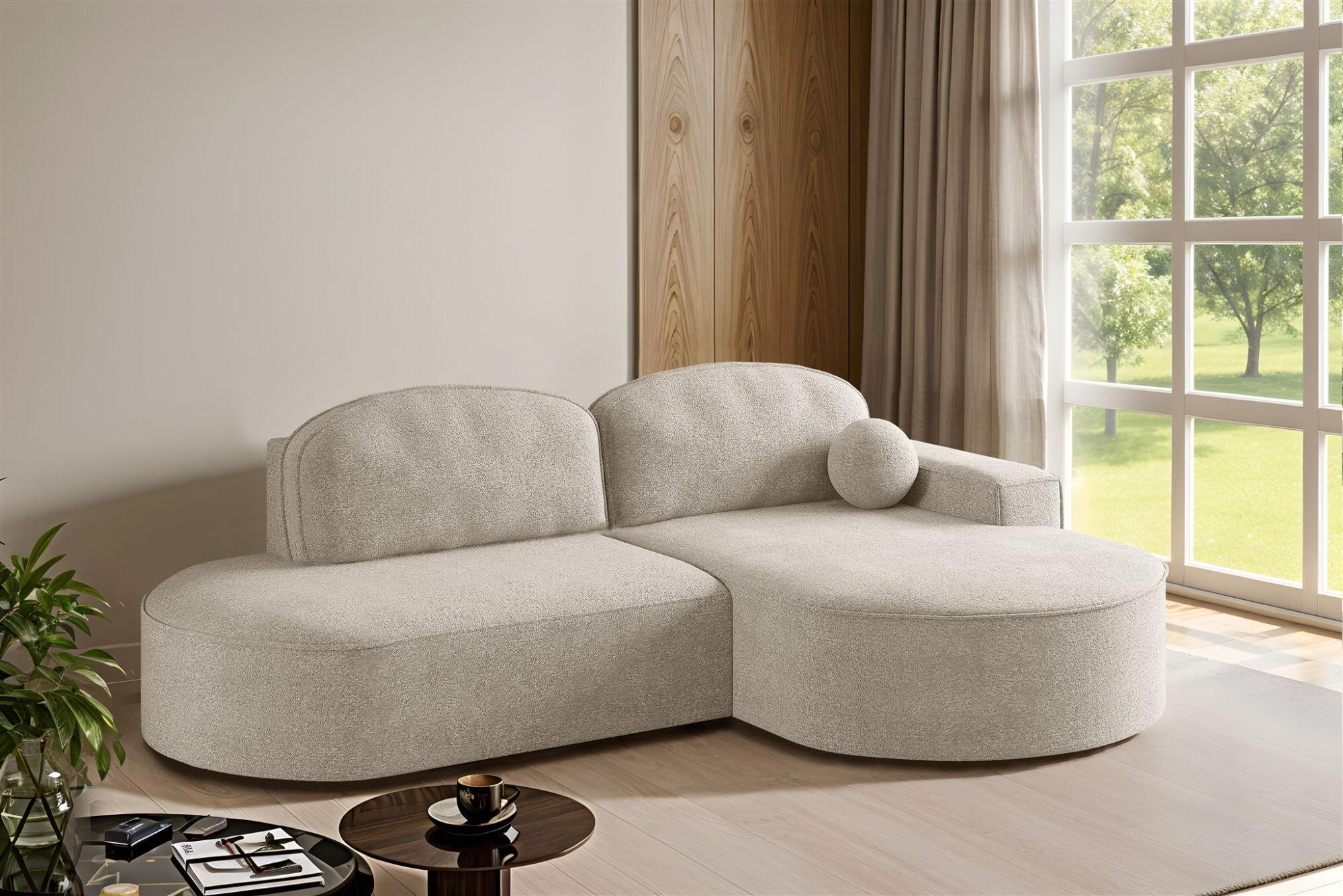 ECKSOFA Girona Mit Schlaffunktion - Creme, Holzwerkstoff/Textil (278/179cm) - Fun Möbel