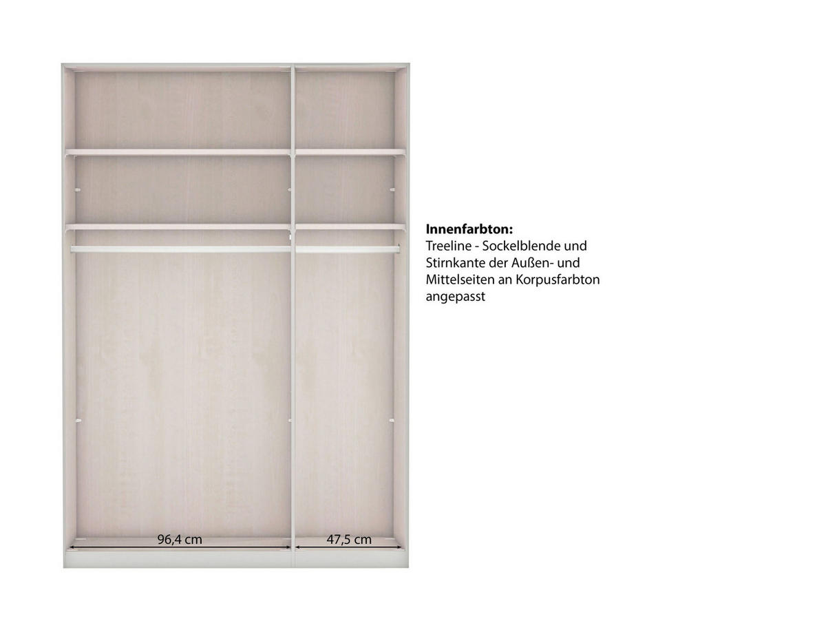 SCHLAFZIMMER Greenholm in Weiß 4 teilig mit Kleiderschrank 150cm Breite ohne Spiegel, Doppelbett 180x200cm, zwei Nachttisch - Weiß, Holzwerkstoff (80/200/120cm)