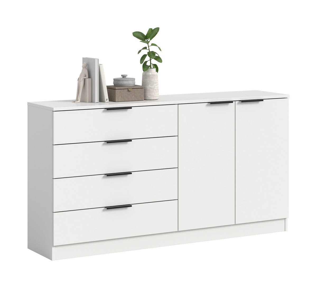 KOMMODE KOPENHAGEN (B/H/T: ca. 148/80/35 cm) in weiß/weiß - Weiß, Holzwerkstoff (148/80/35cm)