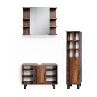 BADMÖBEL-SET Fynn Eiche rustikal 3 Teile, mit Midischrank Tür groß - Wildeiche, Holzwerkstoff (60/54/32cm) - Vicco