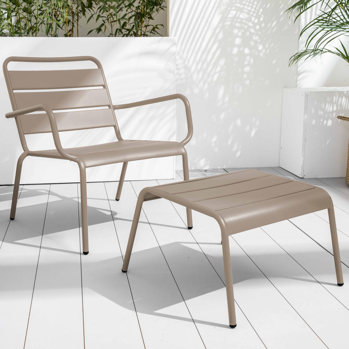 GARTENHOCKER, Taupe - Taupe, Metall (44/30/40cm) - Oviala