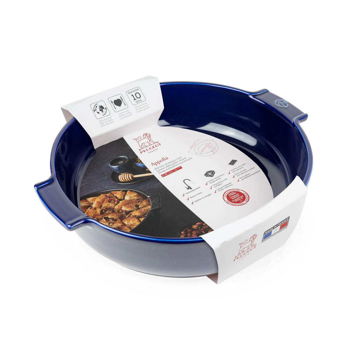 AUFLAUFFORM Keramik Appolia 30cm Rund Blau Spülmaschinenfest - Blau, Keramik (29.5/34/7.7cm) - PEUGEOT