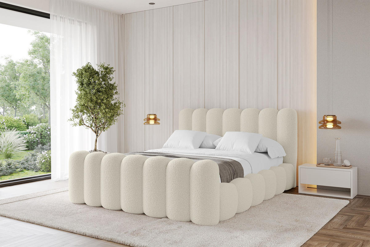 POLSTERBETT mit Bettkasten, Fußteil und Lattenrost, Boxbett ohne Matratze - SENA-Z 180x200 Beige - Taupe, Holzwerkstoff/Textil (180/200cm) - ALTDECOR