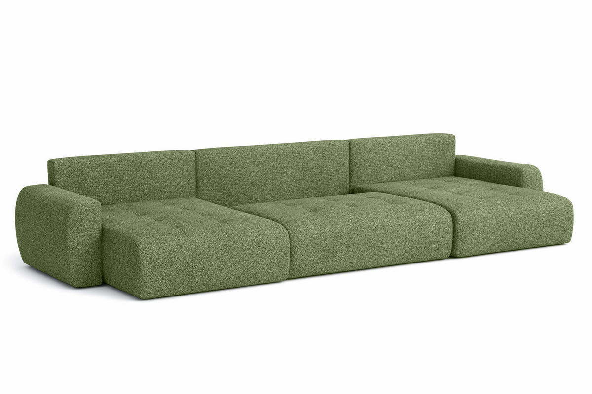 ECKSOFA Mit Schlaffunktion Und Bettkasten U-Form Ivo U, Chenillestoff Artico, Moss - Grün, Holz (342/142cm) - Kaiser Möbel