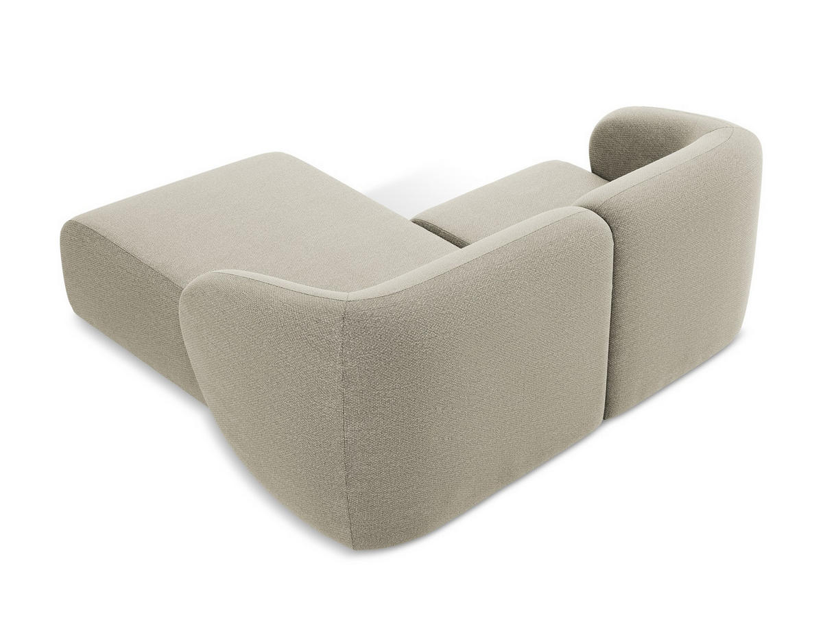 ECKSOFA Rechts Bouclé Stoff Grau - Taupe/Schwarz, Holzwerkstoff/Kunststoff (178/166cm) - Makamii