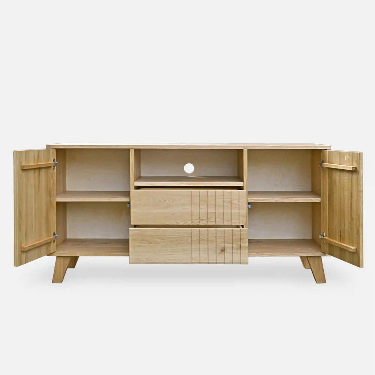 TV-SCHRANK aus Massivholz NESS - Eichefarben, Holz (150/75/40cm) - Rawood Furniture