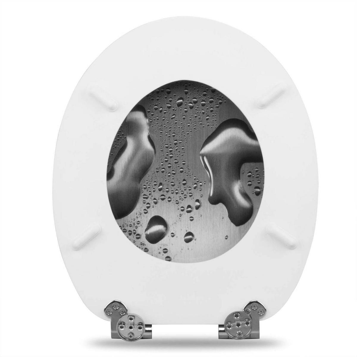 WC SITZ mit Absenkautomatik,Antibakteriell Oval,MDF Holzkern - Grau, Holzwerkstoff (37/5.7/43cm) - Woltu
