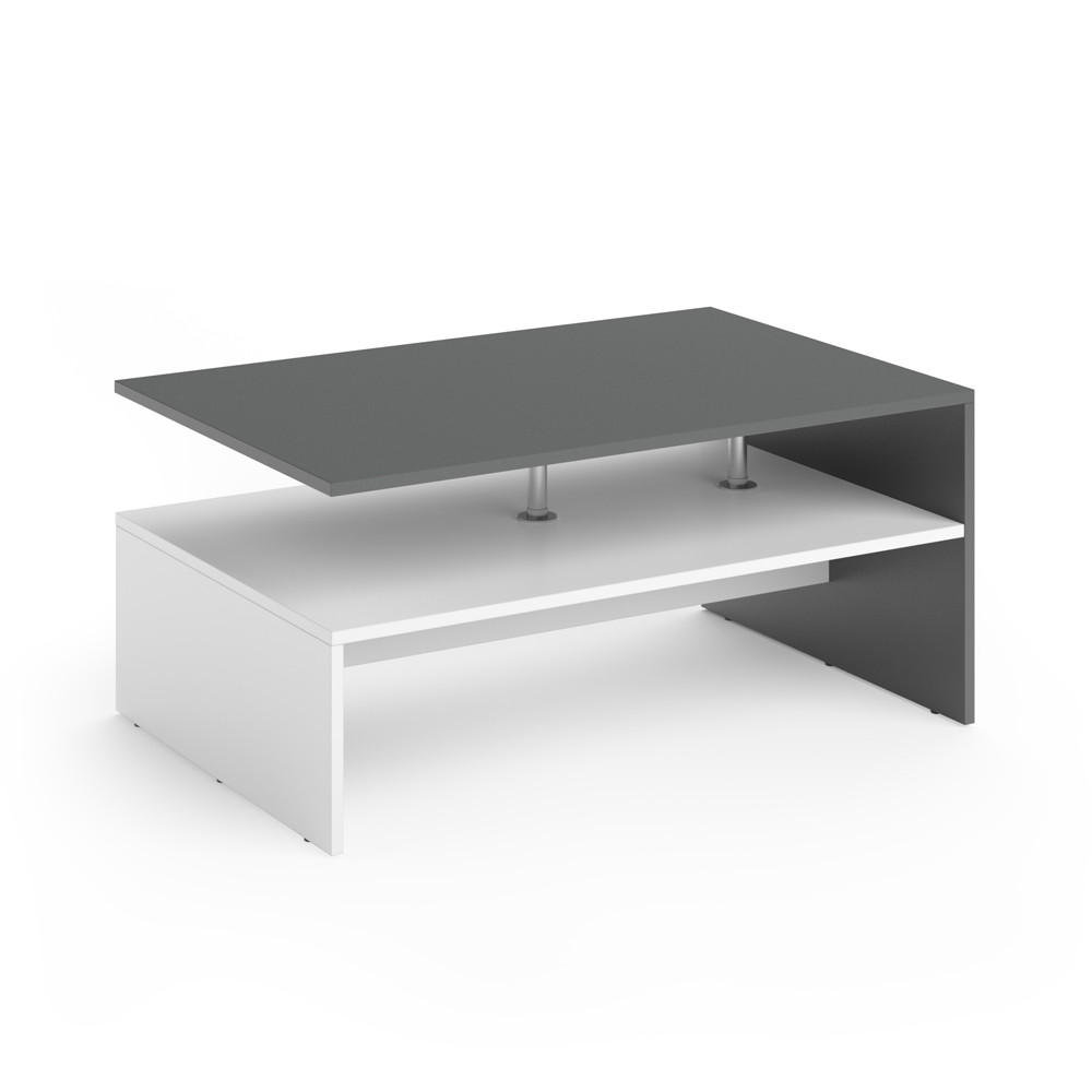 COUCHTISCH Amato Weiß/Anthrazit 90 x 60 cm - Anthrazit/Weiß, Holzwerkstoff (60/90/42cm) - Vicco
