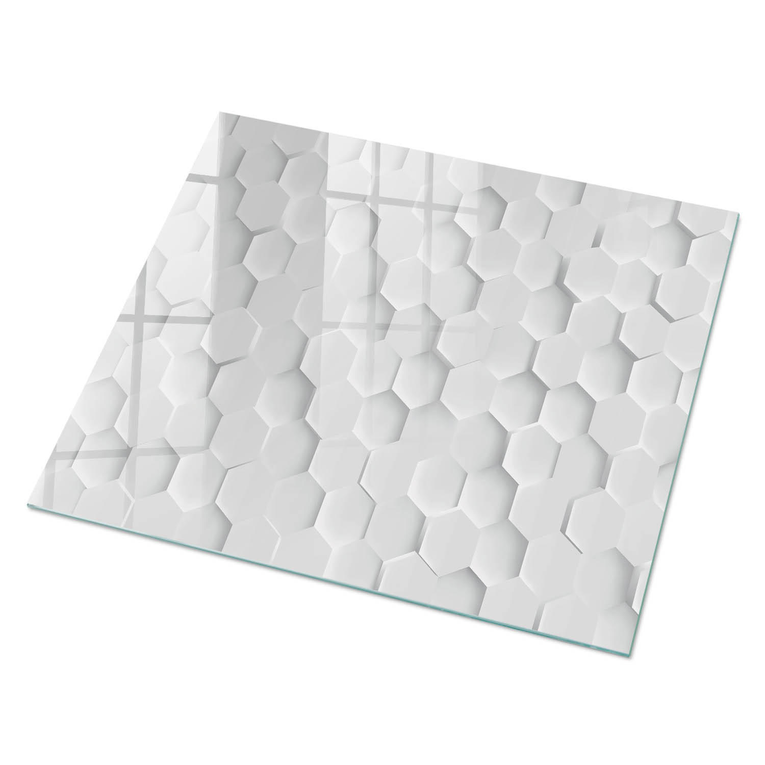 GLASPLATTE 80x60 cm – Weiße Sechsecke - Schwarz, Glas (0.4/80/60cm) - ArtPrintCave