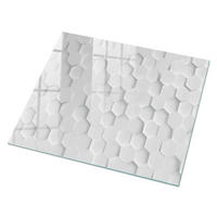 GLASPLATTE 80x60 cm – Weiße Sechsecke - Schwarz, Glas (0.4/80/60cm) - ArtPrintCave