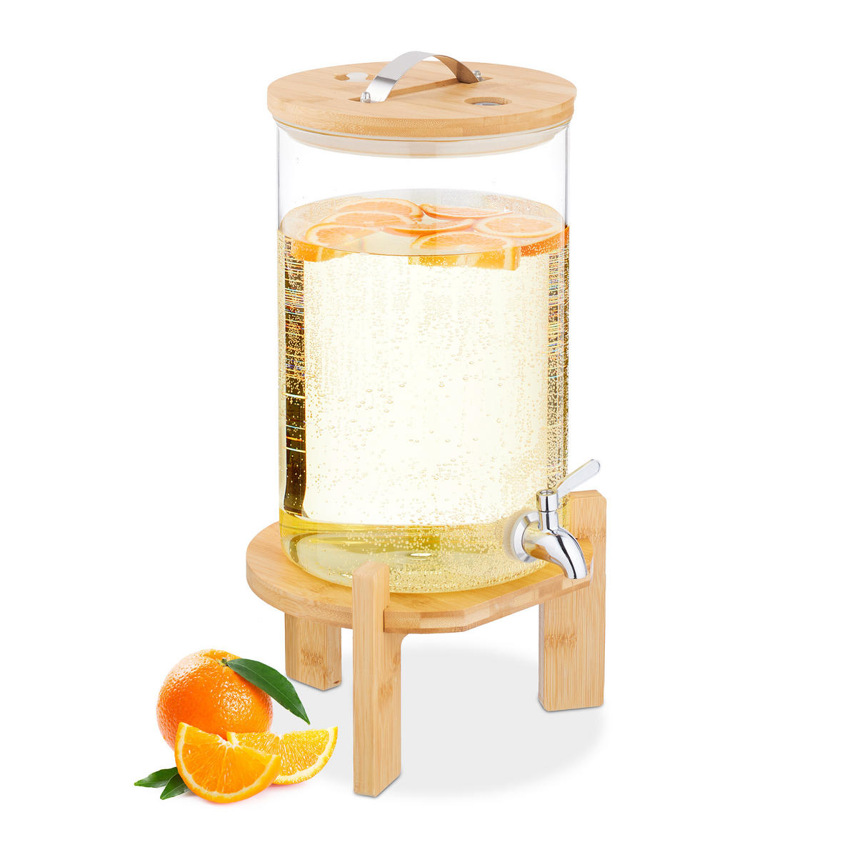 GETRÄNKESPENDER - Multicolor, Glas/Holz (8L) - Relaxdays