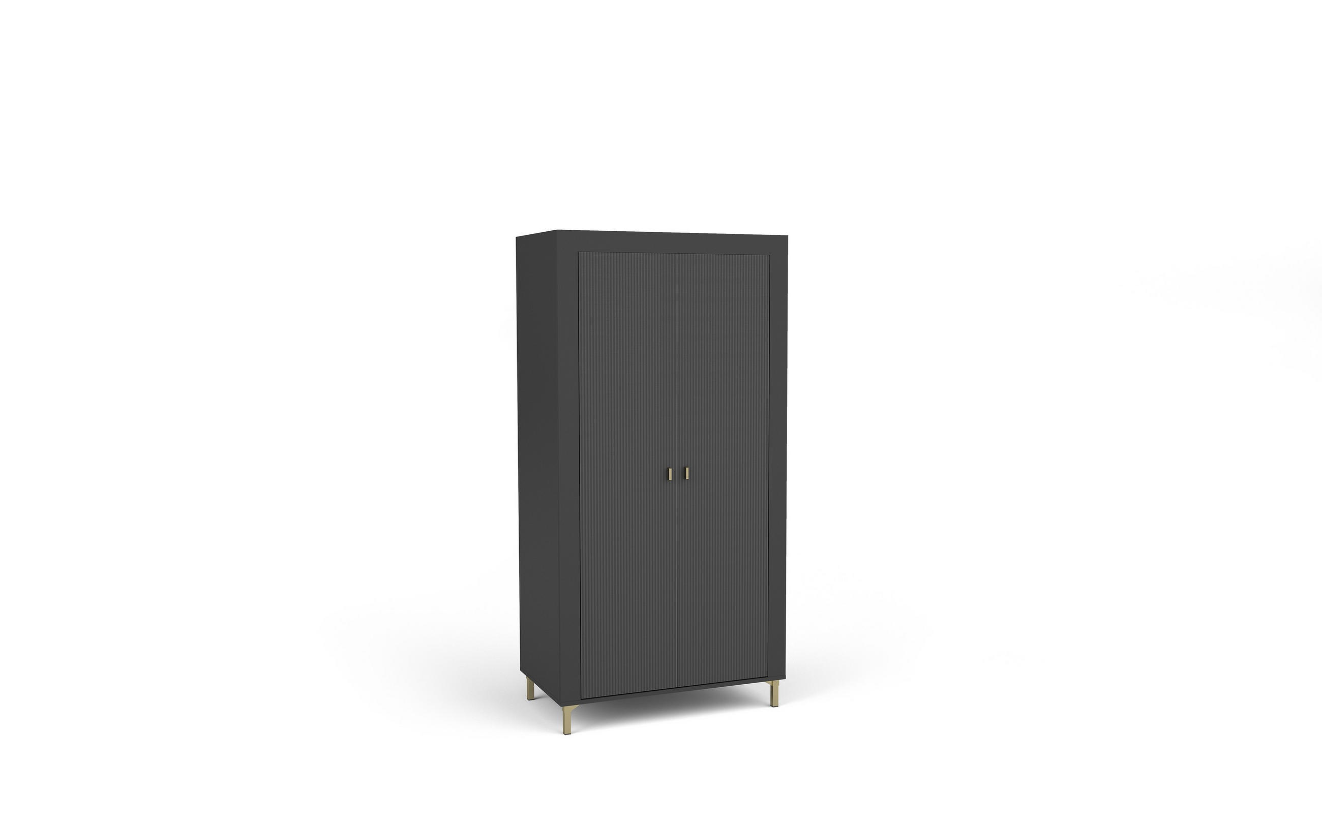 DREHTÜRENSCHRANK ZELOS 96,9/193,6/56cm 2-türig Schwarz - Schwarz, Holzwerkstoff (96.9/193.6/56cm) - MASSENO