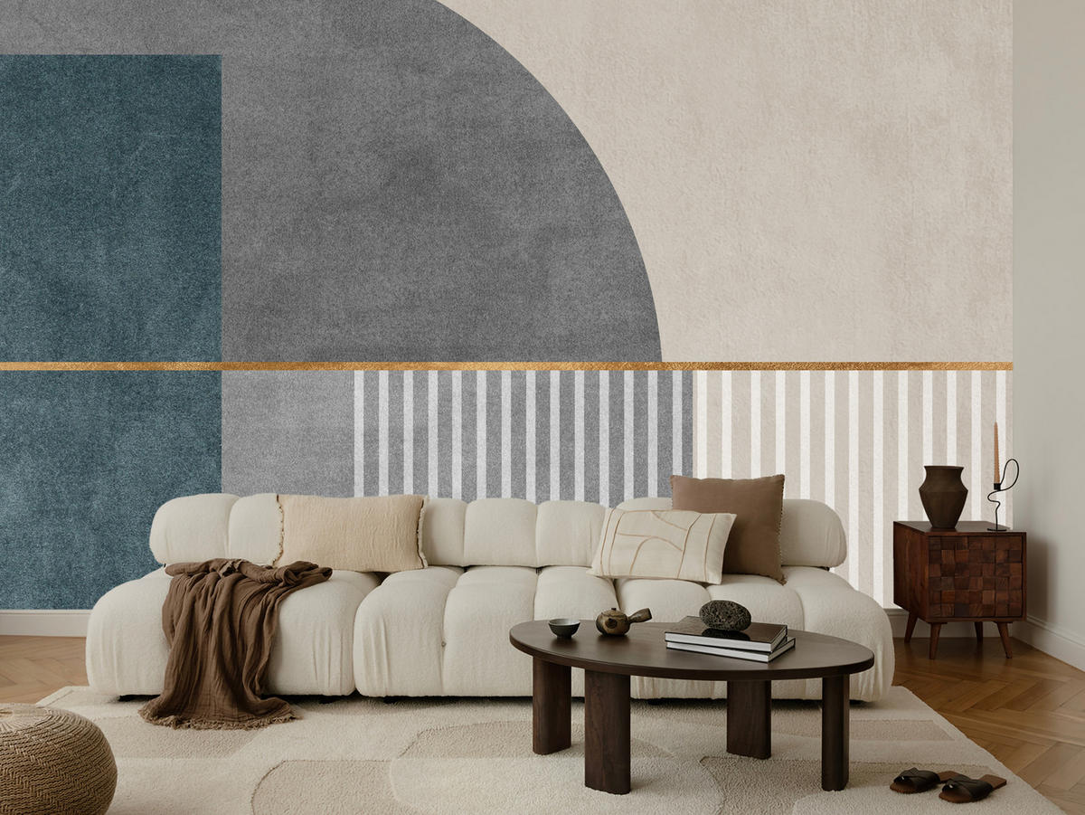FOTOTAPETE für Wohnzimmer Formen Modernes Geometrisches Muster 200x140 - Beige/Braun, Papier (200/140cm) - Muralo