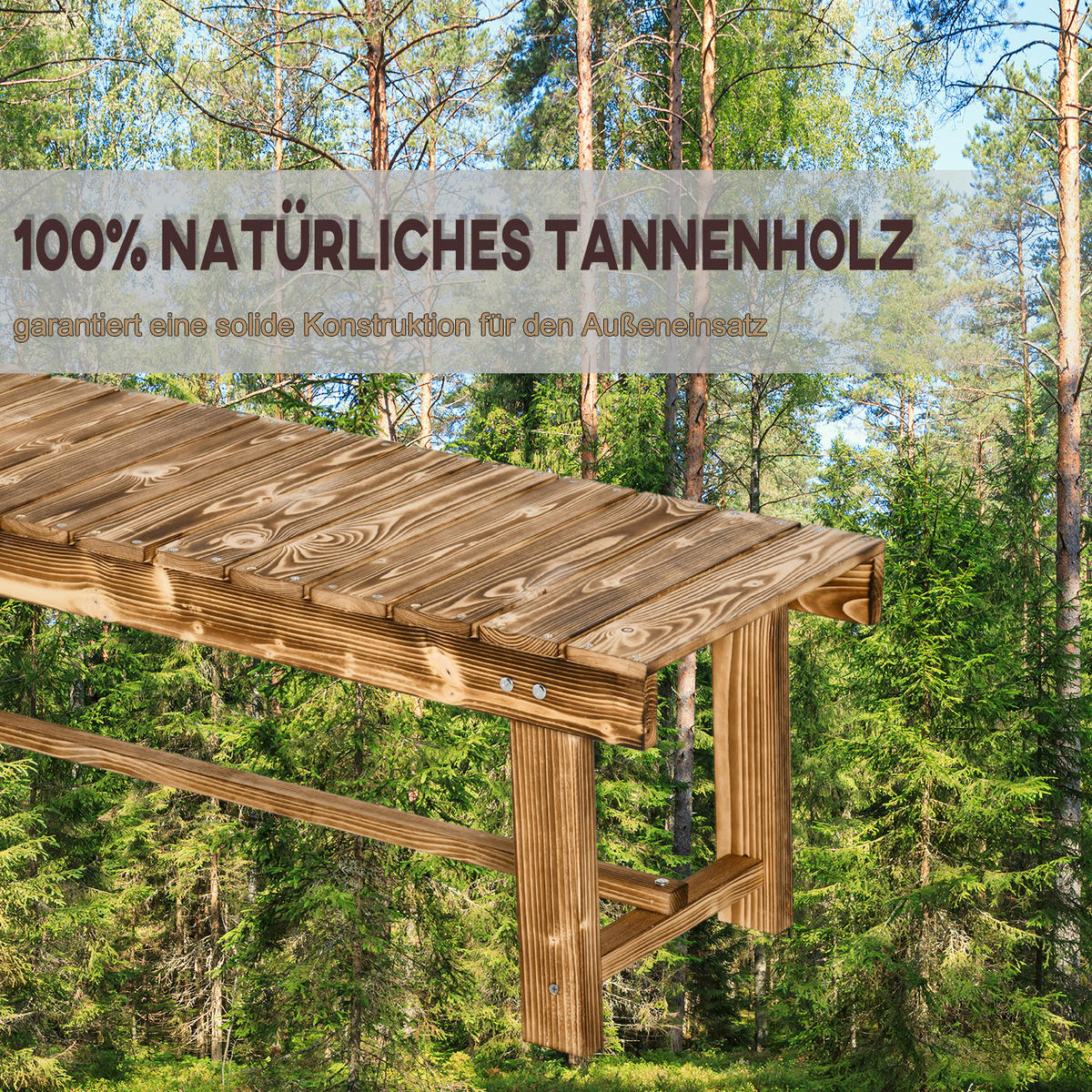 GARTENBANK, 2-Sitzer Holzbank, Gartenmöbel, Rustikale Bank, Massivholz, Dunkelbraun - Braun, Holz (38/35/110cm) - Outsunny